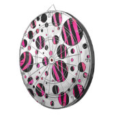 Zebra zwart en warm roze Piloka Dot Dartbord (Voorkant Rechts)