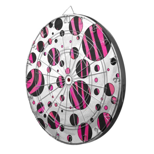 Zebra zwart en warm roze Piloka Dot Dartbord (Voorkant Rechts)