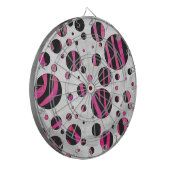 Zebra zwart en warm roze Piloka Dot Dartbord (Voorkant Links)