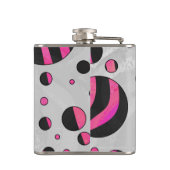 Zebra zwart en warm roze Piloka Dot Heupfles (Achterkant)