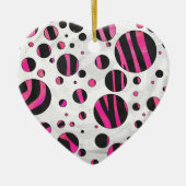 Zebra zwart en warm roze Piloka Dot Keramisch Ornament (Voorkant)