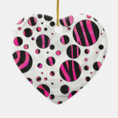 Zebra zwart en warm roze Piloka Dot Keramisch Ornament (Achterkant)