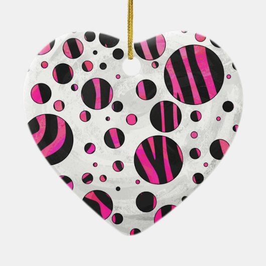 Zebra zwart en warm roze Piloka Dot Keramisch Ornament (Achterkant)