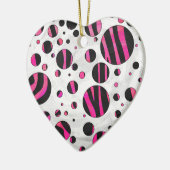 Zebra zwart en warm roze Piloka Dot Keramisch Ornament (Links)