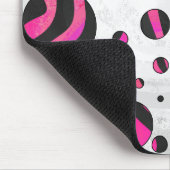 Zebra zwart en warm roze Piloka Dot Muismat (Hoek)