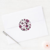 Zebra zwart en warm roze Piloka Dot Ronde Sticker (Envelop)