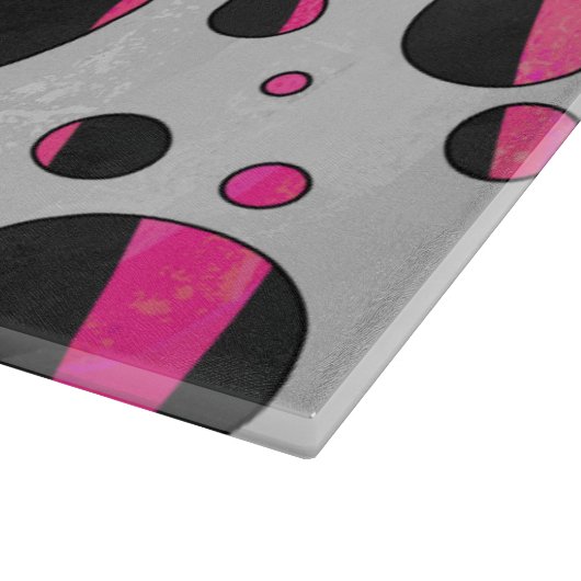 Zebra zwart en warm roze Piloka Dot Snijplank (Hoek)