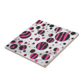 Zebra zwart en warm roze Piloka Dot Tegeltje (Zijkant)
