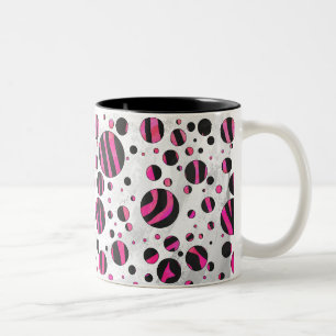 Zebra zwart en warm roze Piloka Dot Tweekleurige Koffiemok