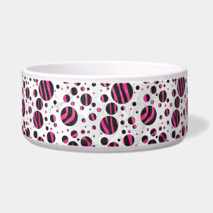 Zebra zwart en warm roze Piloka Dot Voerbakje