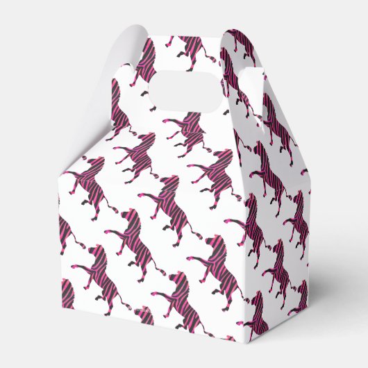 Zebra zwart en warm roze Silhouet Bedankdoosjes (Achterkant)
