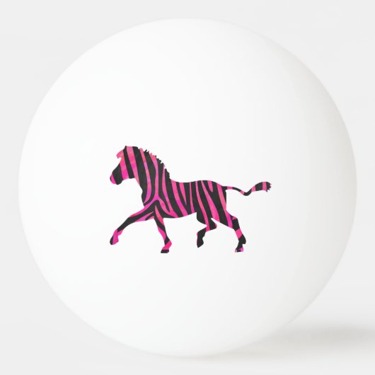 Zebra zwart en warm roze Silhouet Pingpongbal (Voorkant)