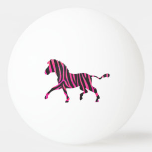 Zebra zwart en warm roze Silhouet Pingpongbal