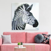 Zebra Zwart en Wit Portret Groot Canvas Afdruk (Insitu (Woonkamer))