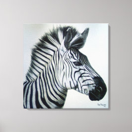 Zebra Zwart en Wit Portret Groot Canvas Afdruk