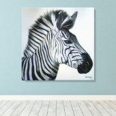 Zebra Zwart en Wit Portret Groot Canvas Afdruk (Insitu (Houten vloer))