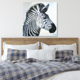 Zebra Zwart en Wit Portret Groot Canvas Afdruk