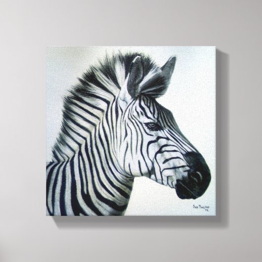 Zebra Zwart en Wit Portret Klein Canvas Afdruk (Voorkant)
