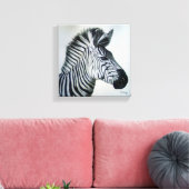 Zebra Zwart en Wit Portret Klein Canvas Afdruk (Insitu (Woonkamer))