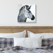 Zebra Zwart en Wit Portret Klein Canvas Afdruk (Insitu (Slaapkamer))
