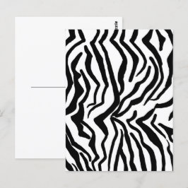 Zebra, zwart en wit, roodkleurig patroon verbergen briefkaart