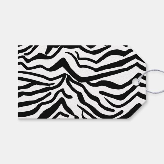 Zebra, zwart en wit, roodkleurig patroon verbergen cadeaulabel (Voorkant (Horizontaal))