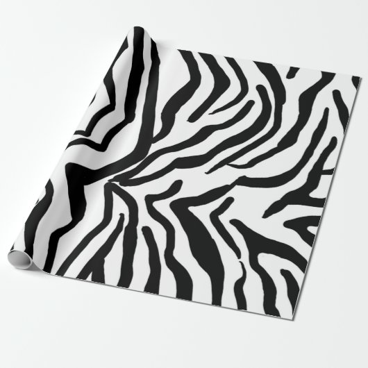 Zebra, zwart en wit, roodkleurig patroon verbergen cadeaupapier (Uitgerold)
