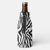 Zebra, zwart en wit, roodkleurig patroon verbergen flesjeskoeler (Fles Achterkant)