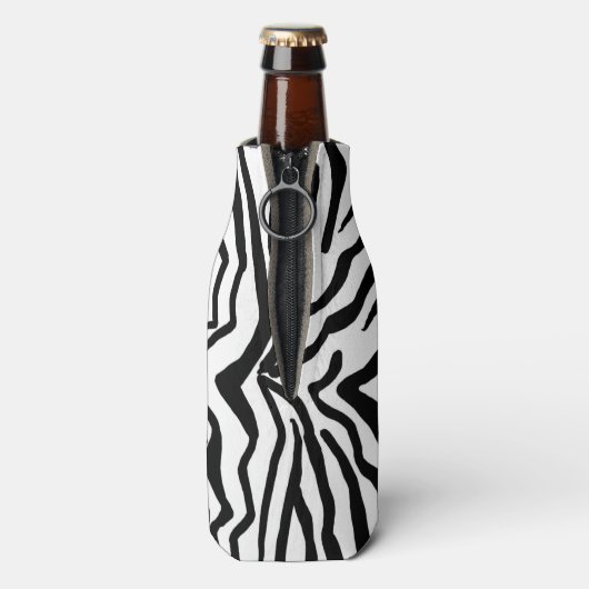 Zebra, zwart en wit, roodkleurig patroon verbergen flesjeskoeler (Fles Achterkant)