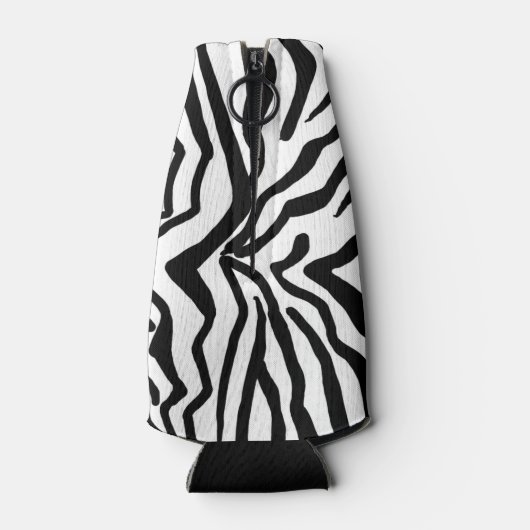 Zebra, zwart en wit, roodkleurig patroon verbergen flesjeskoeler (Achterkant)