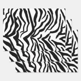 Zebra, zwart en wit, roodkleurig patroon verbergen inpakpapier vel