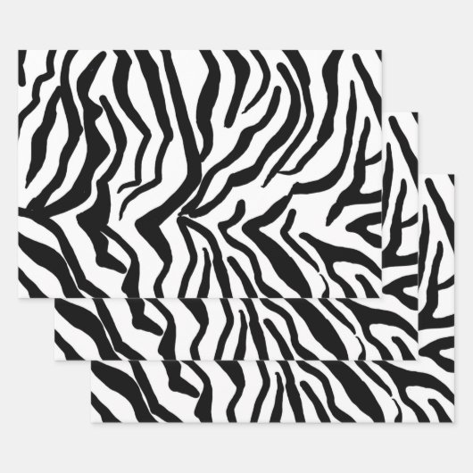 Zebra, zwart en wit, roodkleurig patroon verbergen inpakpapier vel (Set)