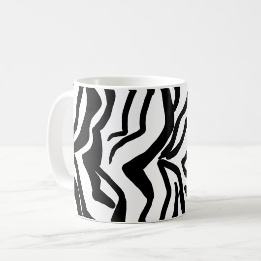 Zebra, zwart en wit, roodkleurig patroon verbergen koffiemok (Voorkant links)