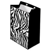 Zebra, zwart en wit, roodkleurig patroon verbergen medium cadeauzakje (Voorkant Gekanteld)