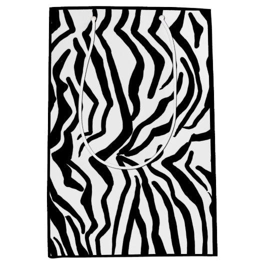 Zebra, zwart en wit, roodkleurig patroon verbergen medium cadeauzakje (Voorkant)