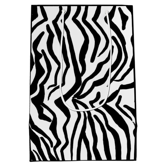 Zebra, zwart en wit, roodkleurig patroon verbergen medium cadeauzakje (Achterkant)