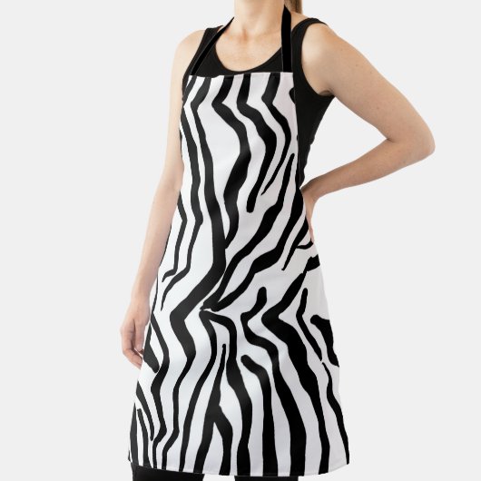 Zebra, zwart en wit, roodkleurig patroon verbergen schort (Insitu)