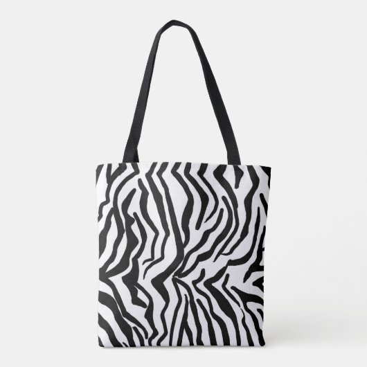 Zebra, zwart en wit, roodkleurig patroon verbergen tote bag (Achterkant)