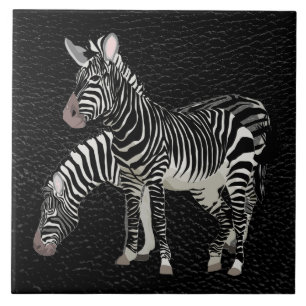 Zebra zwart lederen decoratieve keramische Tegel Tegeltje