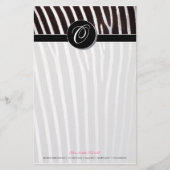 zebra; zwart monogram briefpapier (Voorkant)