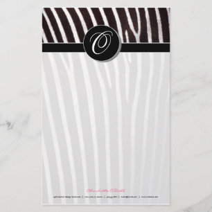 zebra; zwart monogram briefpapier