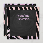 Zebra zwart-roze monogram kaart (Voorkant / Achterkant)