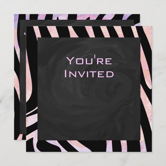 Zebra zwart-roze monogram kaart (Voorkant / Achterkant)