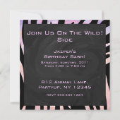 Zebra zwart-roze monogram kaart (Achterkant)