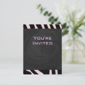 Zebra zwart-roze monogram kaart (Staand voorkant)