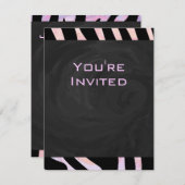 Zebra zwart-roze monogram kaart (Voorkant / Achterkant)