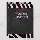 Zebra zwart-roze monogram kaart (Voorkant / Achterkant)