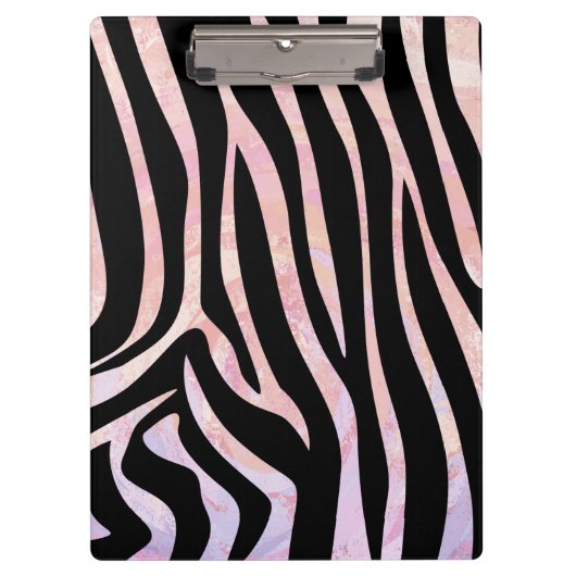 Zebra zwart-roze monogram klembord (Voorkant)