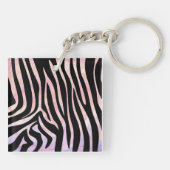 Zebra zwart-roze monogram sleutelhanger (Achterkant)