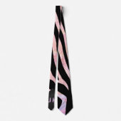 Zebra zwart-roze monogram stropdas (Achterkant)